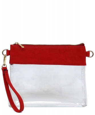 Fashion See Thru Transparent Clutch Crossbody Bag AD200T RED